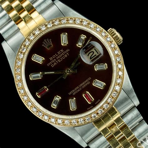 rolex datejust brown dial diamond|pre owned Datejust.